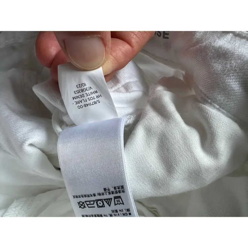 GIRLS GAP 70's Flared High Rise White Jeans, size Girls 6, Adjustable waist
